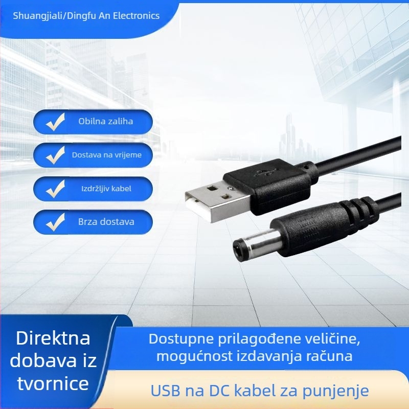 USB-DC napajajući kabel s bakrenim jezgrom i okruglim konektorom, za Bluetooth zvučnik i ovlaživač, DC podatkovni kabel