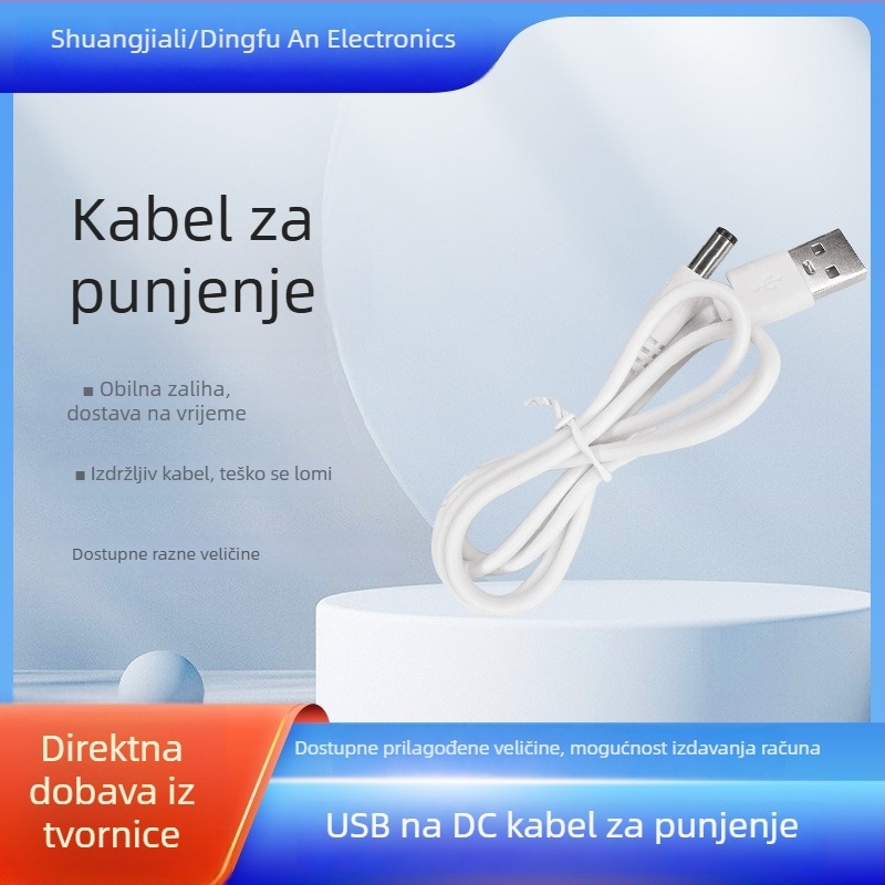 USB-DC napajajući kabel s bakrenim jezgrom i okruglim konektorom, za Bluetooth zvučnik i ovlaživač, DC podatkovni kabel