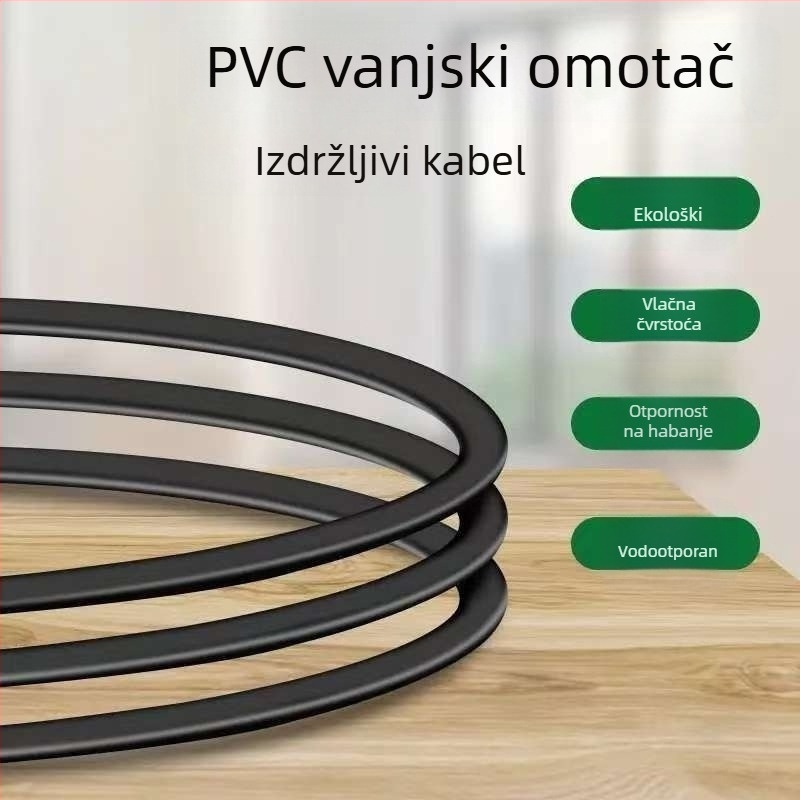 Napajanje kabel s dva pina za C7, 90° kutni spoj, kraj u obliku osmerokuta (figure-8), bakreni vodiči, za projektore i digitalne kamere.