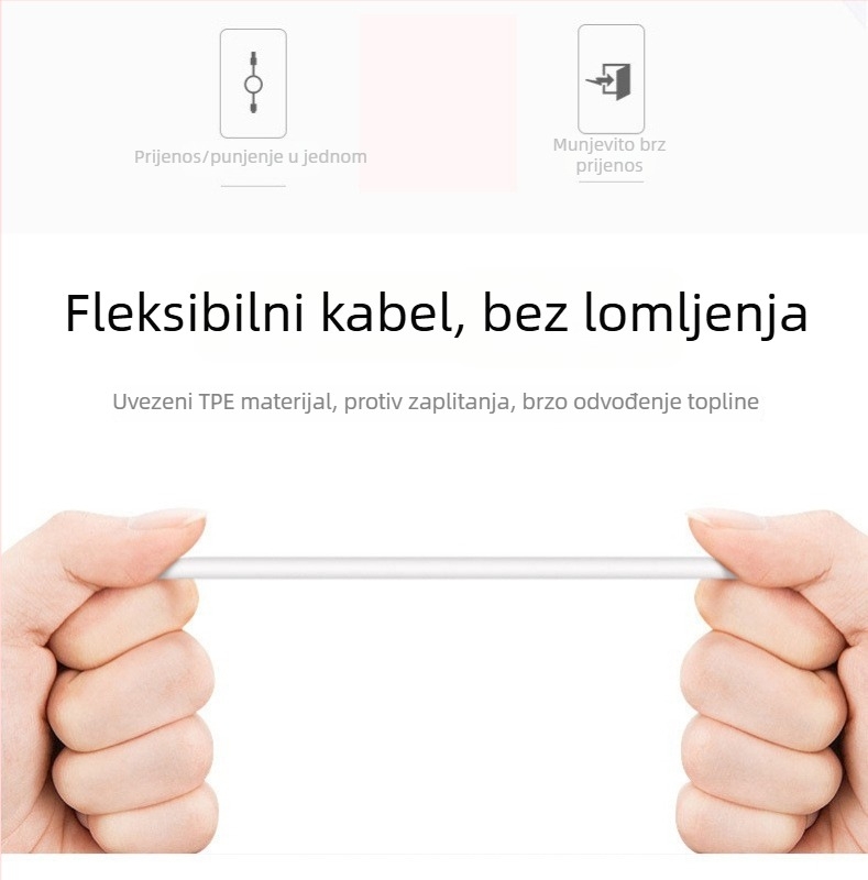 Type-C kabel za podatke uz brzo punjenje za Huawei telefone, 66W, 6A, narančasto gumeno jezgro