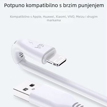 3-u-1 kabel za brzo punjenje s Lightning, Micro USB i Type-C konektorima, TPE materijal, s jednim krajem