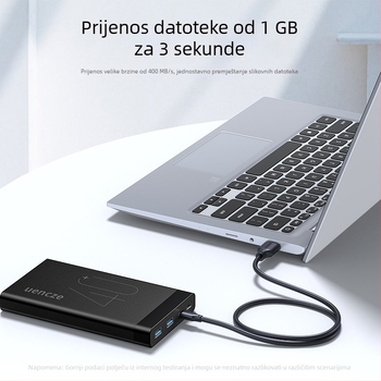 Divider USB 3.0 na Type-C kabel za mobitele, prijenos podataka, brzo punjenje 3A, PVC, crna, duljine 0.75 m / 1.15 m / 2 m
