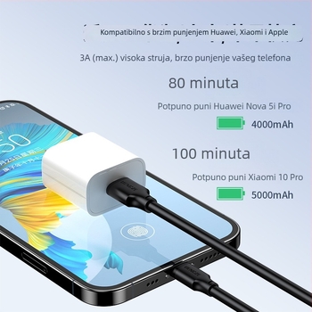 Divider USB 3.0 na Type-C kabel za mobitele, prijenos podataka, brzo punjenje 3A, PVC, crna, duljine 0.75 m / 1.15 m / 2 m