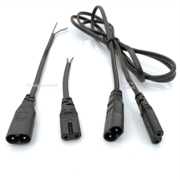 Napajajući kabel s oblikom osmerokuta, C7 utičnica s pravim kutem, 2 vodiča, duljina 0.5/1/1.5 m, 2.5 A 250 V