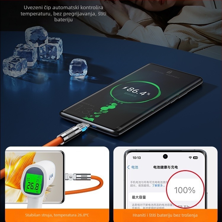 Type-C kabel za podatke za Huawei, VIVO, Honor, Xiaomi i OPPO — okretni konektor, ultra brzo punjenje, produžena duljina