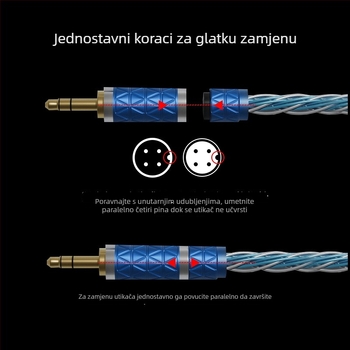 Nd D3 zamjenjivi utikač, 2.5/3.5/4/4, 16‑niti kabel bakra s premazom srebra, oksigen-free, poboljšani kabel, bez mikrofona