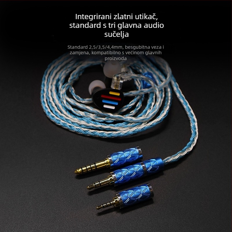 Nd D3 zamjenjivi utikač, 2.5/3.5/4/4, 16‑niti kabel bakra s premazom srebra, oksigen-free, poboljšani kabel, bez mikrofona