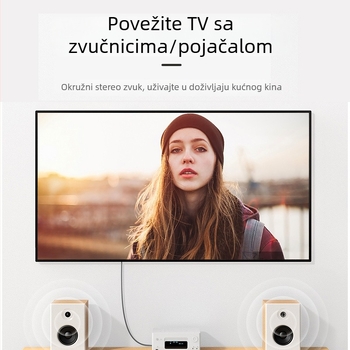 TOSLINK četverokutni optični audio kabel, zlatni konektori, PMMA jezgro, za televizor i zvučnike