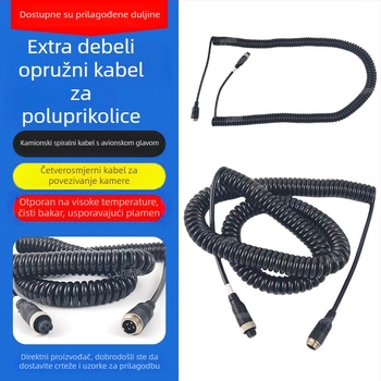 Kabelski spoj za poluprikolicu, debeli opružni kabel, četverostruka avionska glava, spiralni kabel, elektronički dijelovi