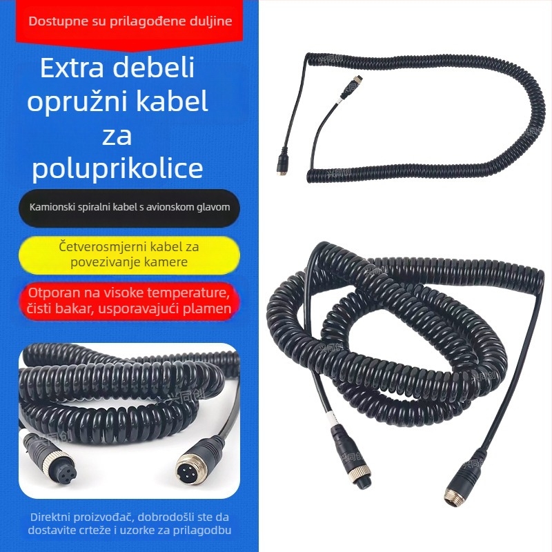 Kabelski spoj za poluprikolicu, debeli opružni kabel, četverostruka avionska glava, spiralni kabel, elektronički dijelovi