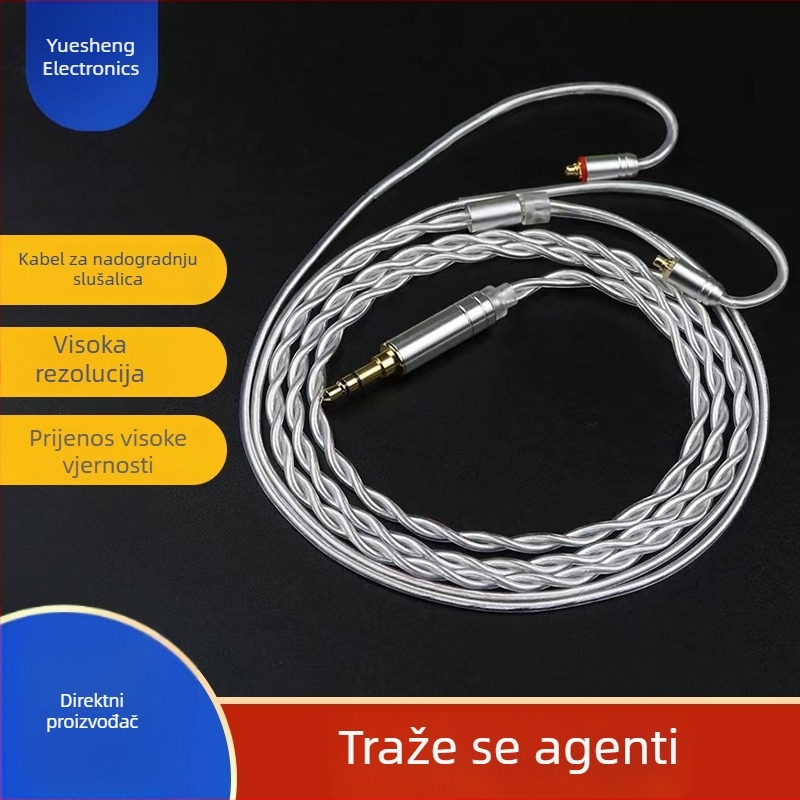 HiFi kabel za slušalice s dva vodiča od monokristalnog bakra sa slojem srebra MMCX 0.78 mm, 2-pin IE80