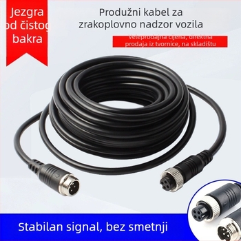 Zaštitni kabel kamere sa 4 jezgre za autobuse, putničke i teretne kamione, s M12 konektorom – produžni kabel za nadzor vozila