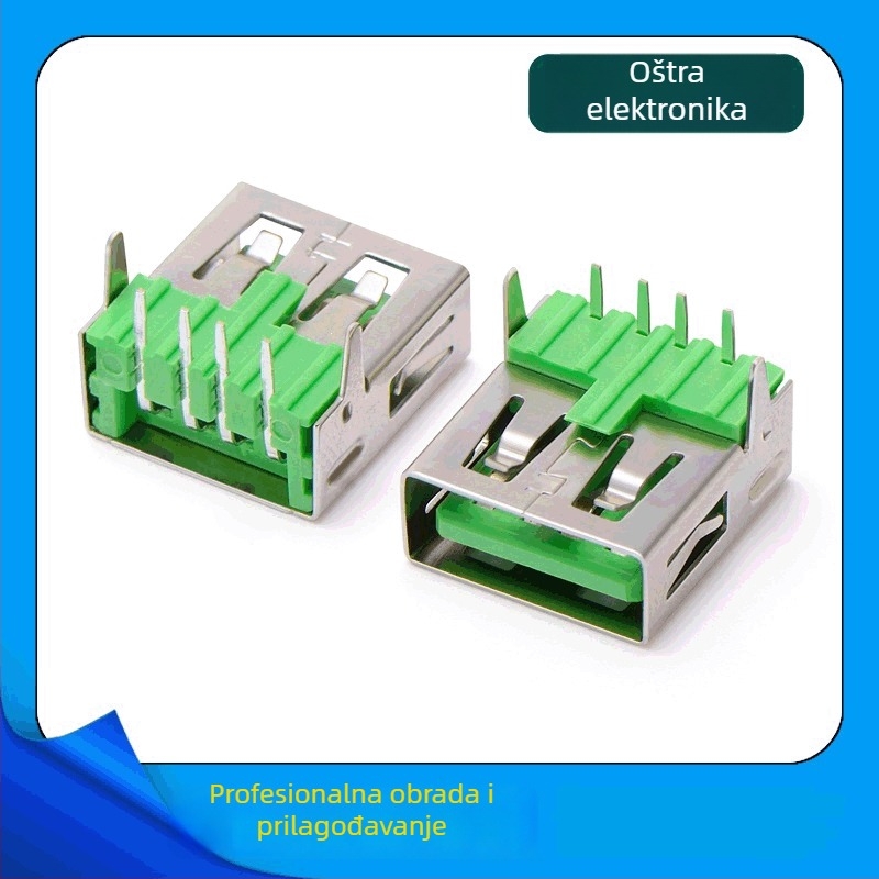 USB Type-A samični priključak, USB 2.0, jednodjelni sloj, 90°, bez rubova