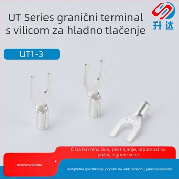 UT1-3 vilica-tip otvoreni terminál, s krajevima U i Y, hladno presovanje, za 3C digitalne primjene
