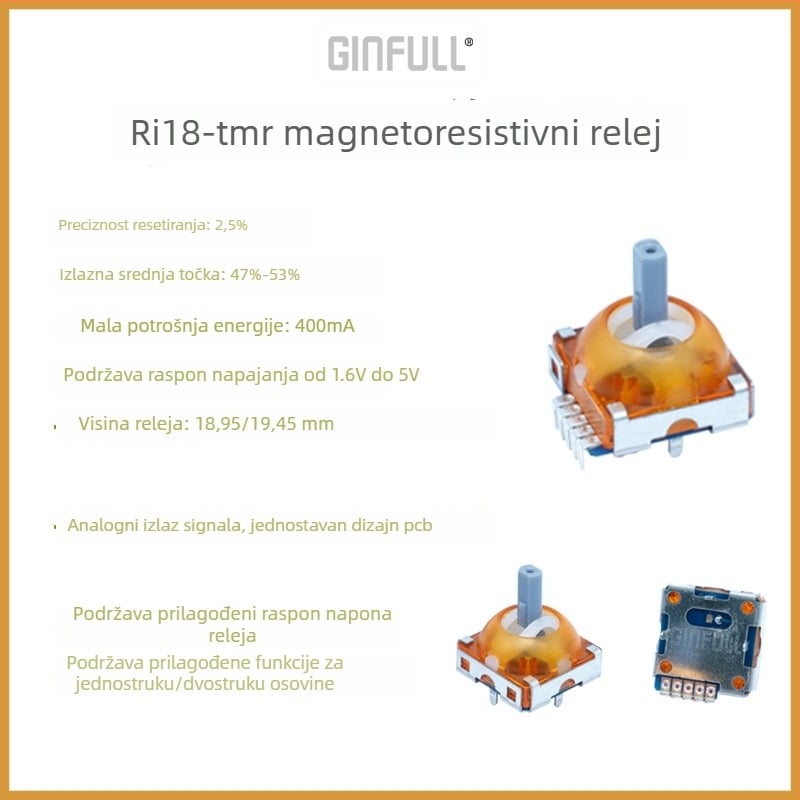 Joystick za igre s magnetorezistivnim rockerom — kompatibilan s Xbox, Sony i Switch Pro kontrolerima; sučelje: lemljenje; trajanje: 5 milijuna ciklusa; materijal: smola