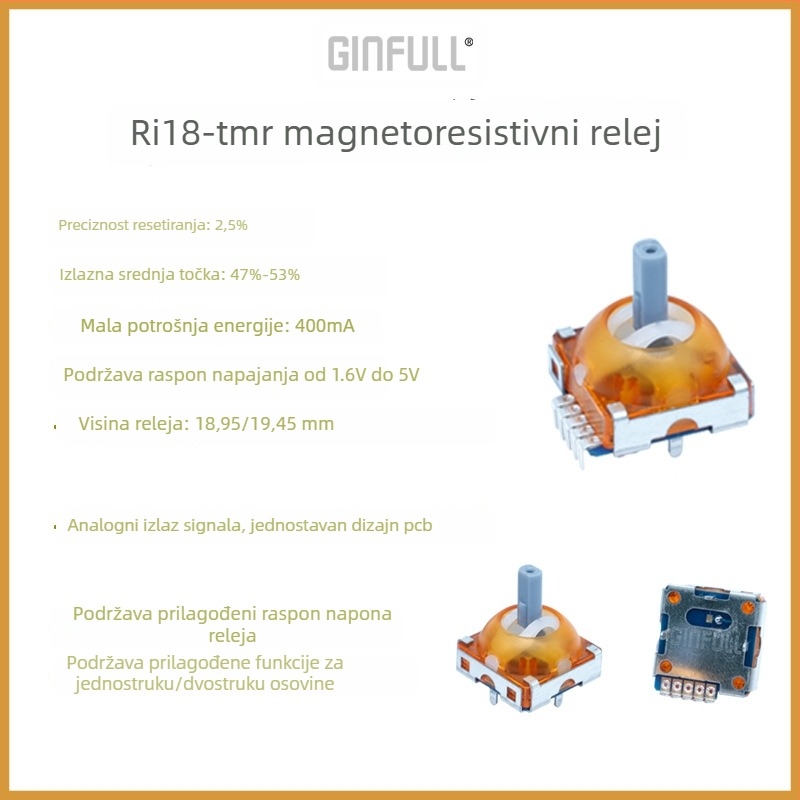 Joystick za igre s magnetorezistivnim rockerom — kompatibilan s Xbox, Sony i Switch Pro kontrolerima; sučelje: lemljenje; trajanje: 5 milijuna ciklusa; materijal: smola