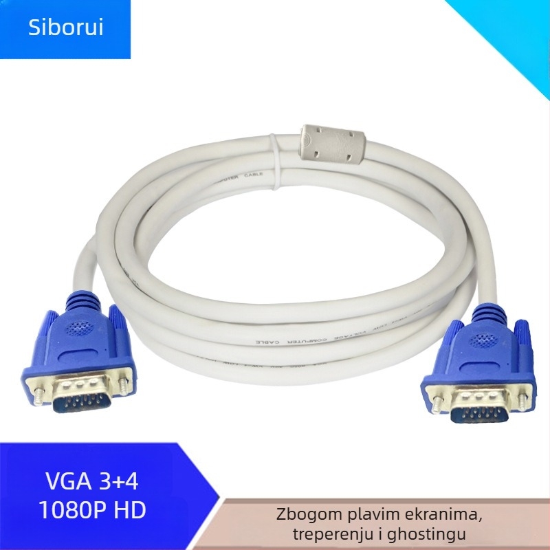 VGA kabel 3+4 s adapterom, duljina 1,5–30 m, bakreni vodnik