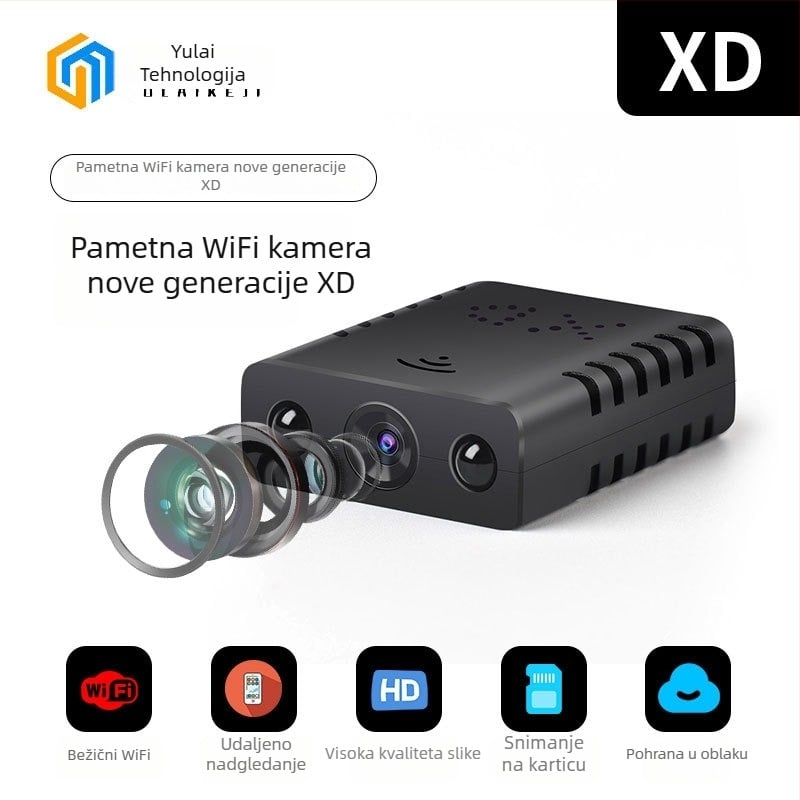 XD nadzorna kamera s IR noćnim vidom, senzor ispod 1 MP, TF kartica pohrana, ABS kućište, bez LCD-a, trajanje baterije 0–1 h.