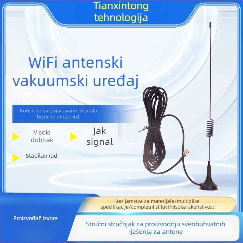 WiFi antena s usisnom čašom, sklopiva, za unutarnju upotrebu, širokopojasni raspon, dugotrajna stabilna transmisija