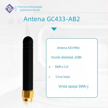 Tyčna antena za 433/470 MHz, SMA priključak, dobitak 2.0 dBi, impedancija 50 Ω, SWR ≤ 2