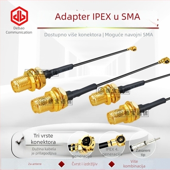 IPEX–SMA ženski adapter kabel za antenu, 0–3 GHz, 50 Ω, SWR ≤1.5, dobitak 3 dB, duljina 15 cm