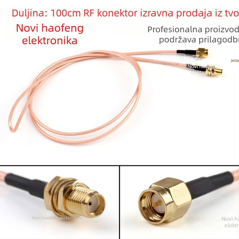 RF patch kabel SMA-J muški na SMA-K ženski, 50 Ω, duljina 1 m, vodnik od srebra obložen bakar, FEP omota