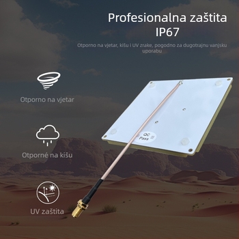 RFID antena s kružnom polarizacijom, UHF pojas, 7 dB zisk, čitanje kartica