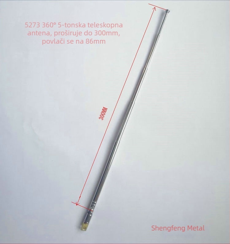 Shengfeng teleskopna antena od nehrđajućeg čelika za radio, model 5273III, težina 0,085 kg