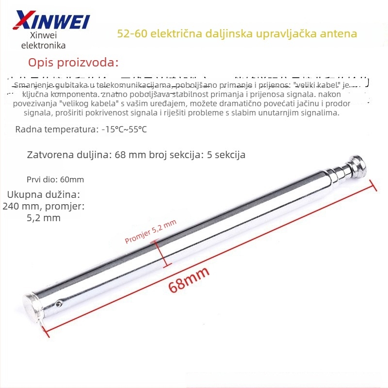 Xinwei teleskopsku antenu za Walkie-Talkie i FM radio, priključak BNC7-114, jačina signala
