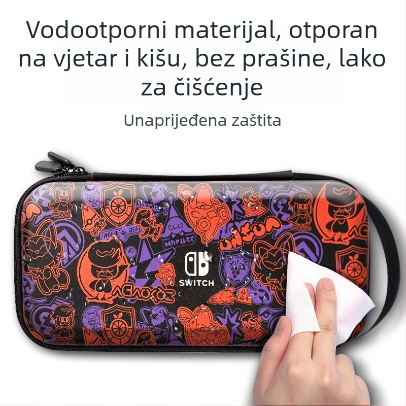 Nintendo Switch OLED zaštitna torbica sa stalkom, materijal EVA PU denim, šavovi toplim presivanjem, kompatibilna Switch OLED/Switch/Lite, težina 500 g, zatvaračem