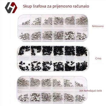 Set vijaka za prijenosna računala s utisnutom glavom, mali vijci, GB 819 standard, klase A/B/C