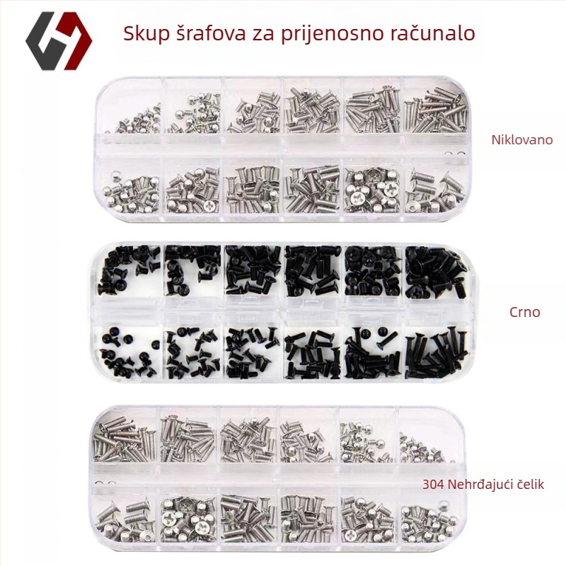 Set vijaka za prijenosna računala s utisnutom glavom, mali vijci, GB 819 standard, klase A/B/C