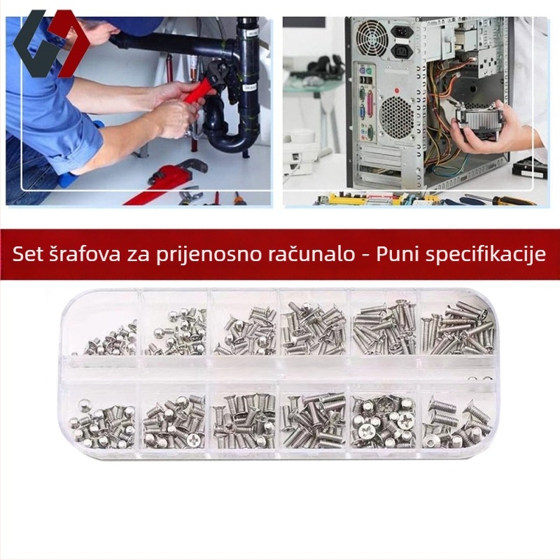 Set vijaka za prijenosna računala s utisnutom glavom, mali vijci, GB 819 standard, klase A/B/C