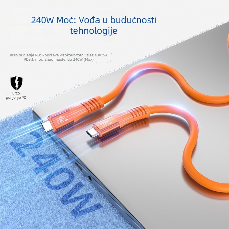 Type-C USB kabel za prijenos podataka s 240W brzim punjenjem za prijenosna računala, tablete i telefone