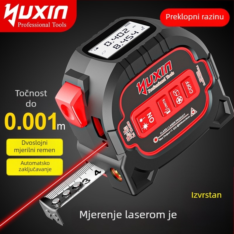 Yuxin laserski mjerni alat za udaljenost, 3-u-1 laserska križna linija, digitalna mjMerna traka