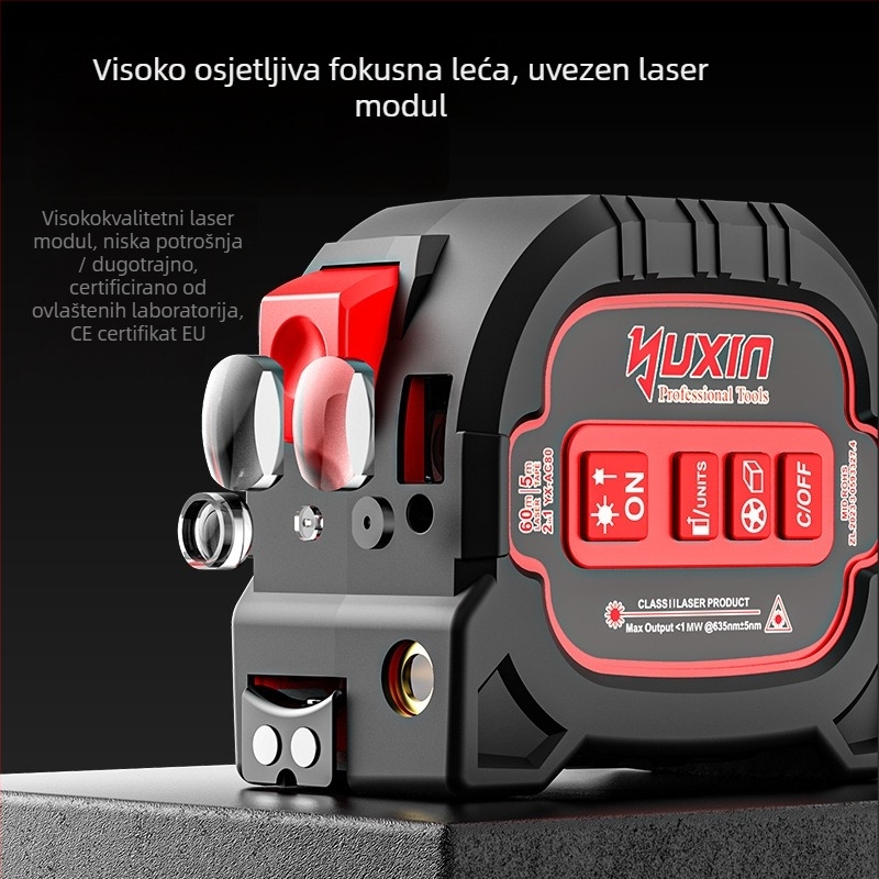 Yuxin laserski mjerni alat za udaljenost, 3-u-1 laserska križna linija, digitalna mjMerna traka