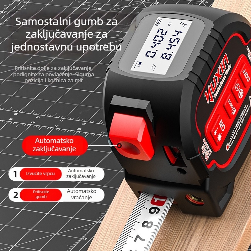 Yuxin laserski mjerni alat za udaljenost, 3-u-1 laserska križna linija, digitalna mjMerna traka