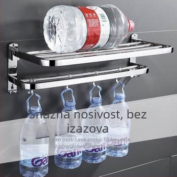 Držač za ručnike od nehrđajućeg čelika, bez bušenja, sklопivi kupaonski skladišni regál, 1 razina, nosivost do 1 kg
