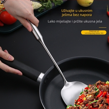 Set žlica i spatula od nehrđajućeg čelika, 6 komada, protuklizni držač, otporan na visoke temperature