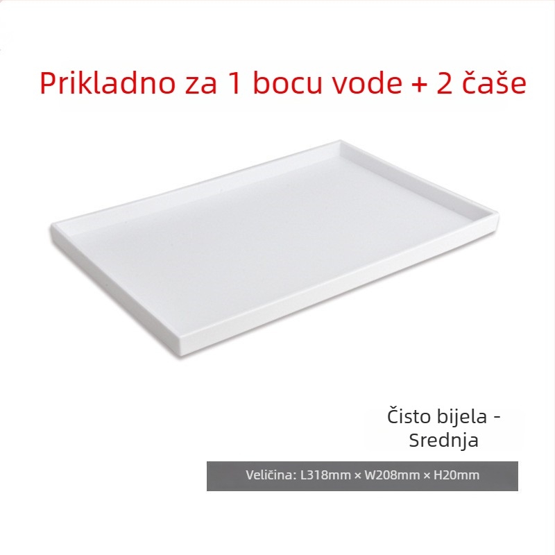 Čajna pladnja za hotelsku sobu — plastična, kvadratnog oblika, jednobojni uzorak, moderni minimalizam, površina s ručno nacrtanim uzorcima