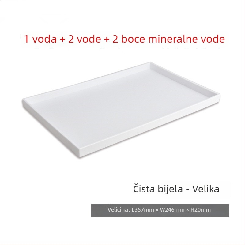 Čajna pladnja za hotelsku sobu — plastična, kvadratnog oblika, jednobojni uzorak, moderni minimalizam, površina s ručno nacrtanim uzorcima
