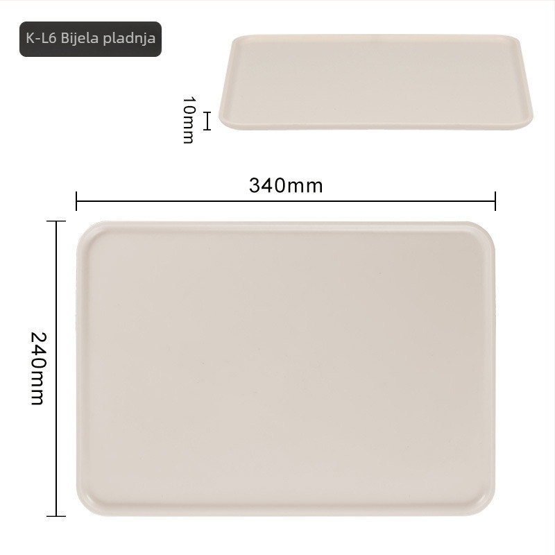 Čajna pladnja za hotelsku sobu — plastična, kvadratnog oblika, jednobojni uzorak, moderni minimalizam, površina s ručno nacrtanim uzorcima
