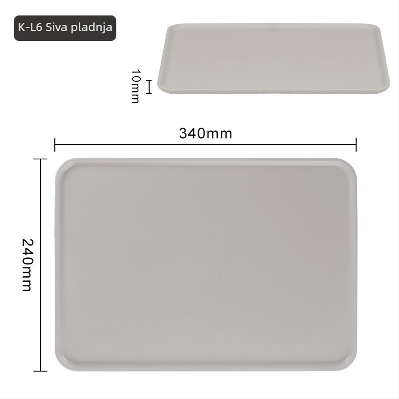 Čajna pladnja za hotelsku sobu — plastična, kvadratnog oblika, jednobojni uzorak, moderni minimalizam, površina s ručno nacrtanim uzorcima