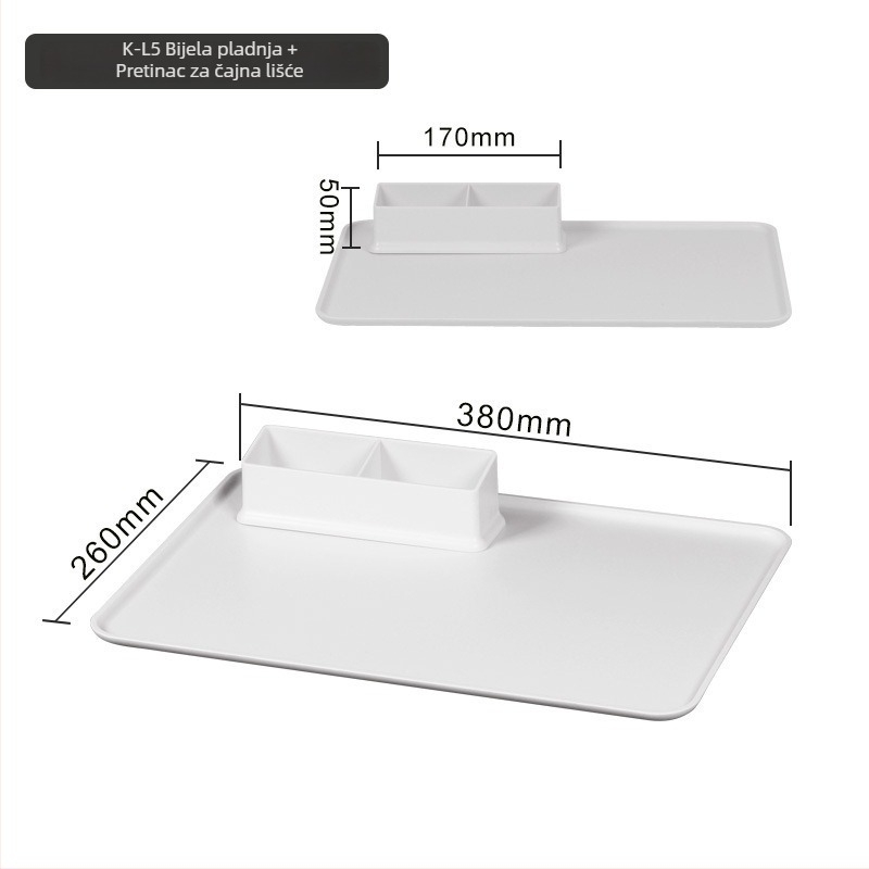 Čajna pladnja za hotelsku sobu — plastična, kvadratnog oblika, jednobojni uzorak, moderni minimalizam, površina s ručno nacrtanim uzorcima