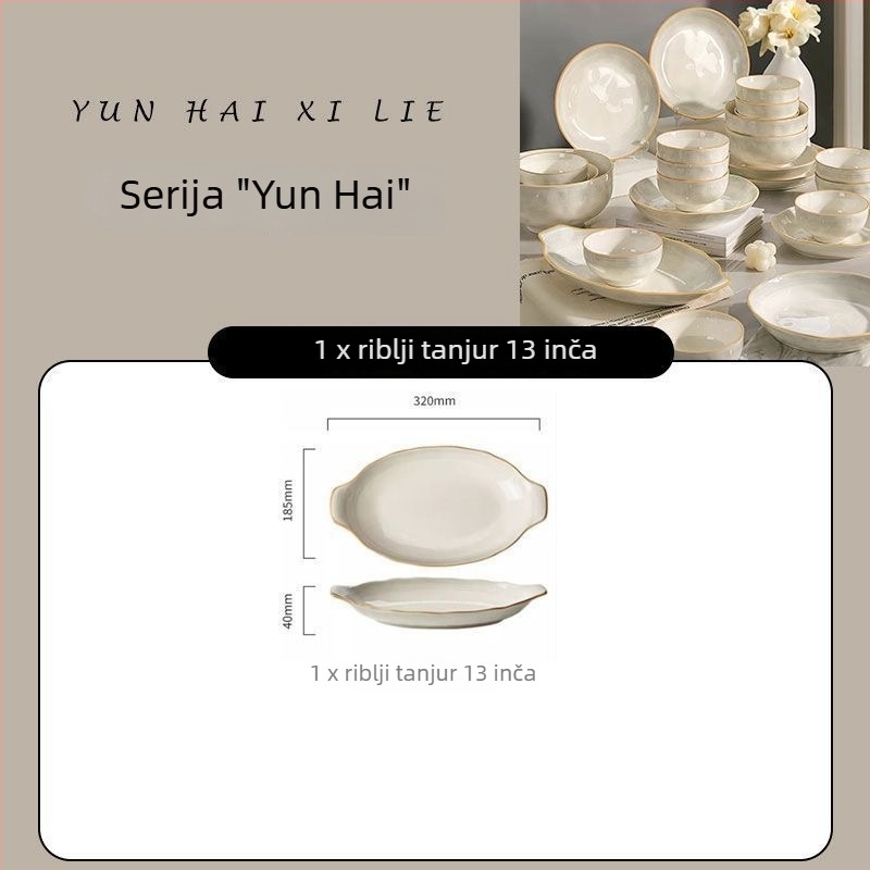 Porcelanski tanjur s podglazurnim slojem, minimalističko-luksuzan stil, prikladan za mikrovalnu