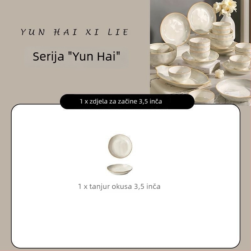 Porcelanski tanjur s podglazurnim slojem, minimalističko-luksuzan stil, prikladan za mikrovalnu