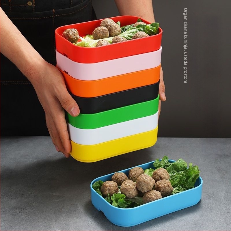 Pravokutni plastični tanjur za morsku hranu, za hot pot i BBQ – pod glazurnim završnim slojem, moderni minimalistički stil