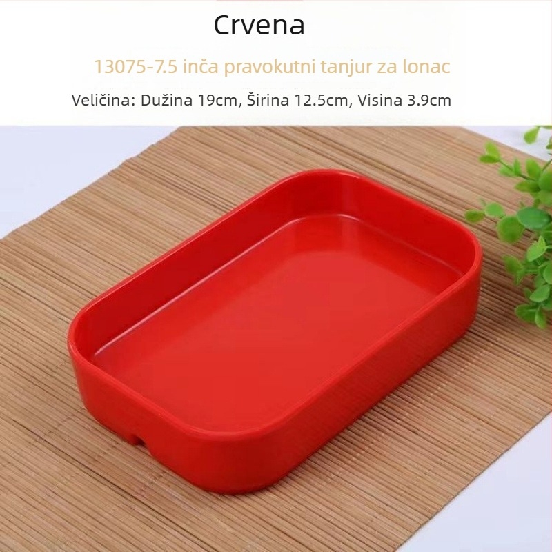 Pravokutni plastični tanjur za morsku hranu, za hot pot i BBQ – pod glazurnim završnim slojem, moderni minimalistički stil