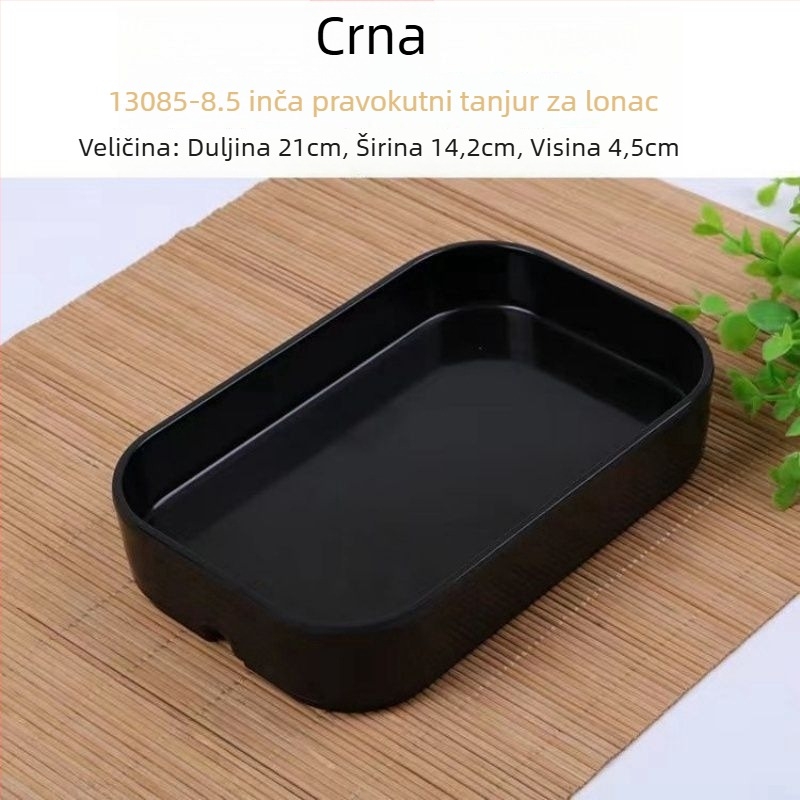 Pravokutni plastični tanjur za morsku hranu, za hot pot i BBQ – pod glazurnim završnim slojem, moderni minimalistički stil