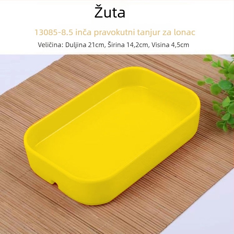 Pravokutni plastični tanjur za morsku hranu, za hot pot i BBQ – pod glazurnim završnim slojem, moderni minimalistički stil